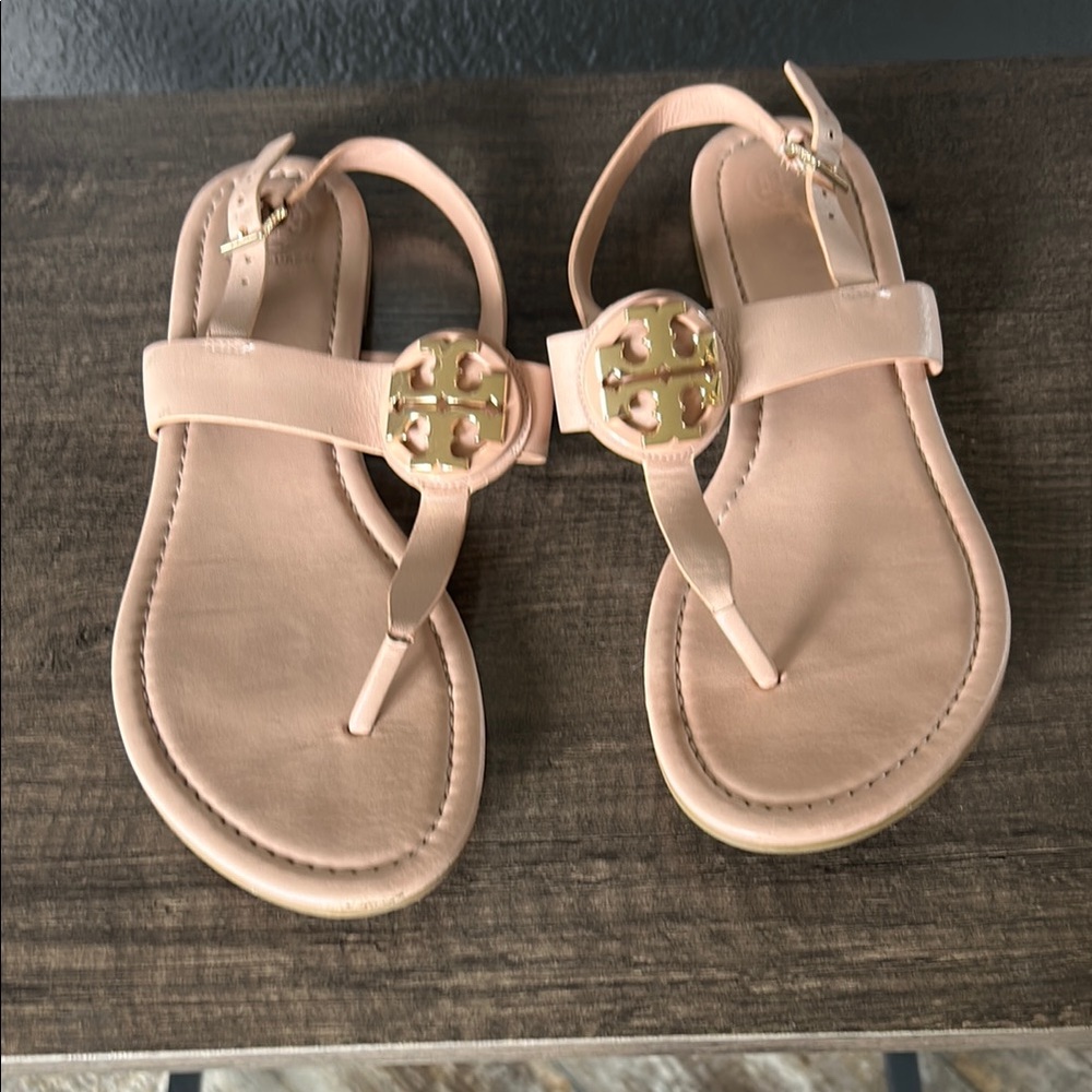 Tory Burch Blush Sandals with Gold Emblem